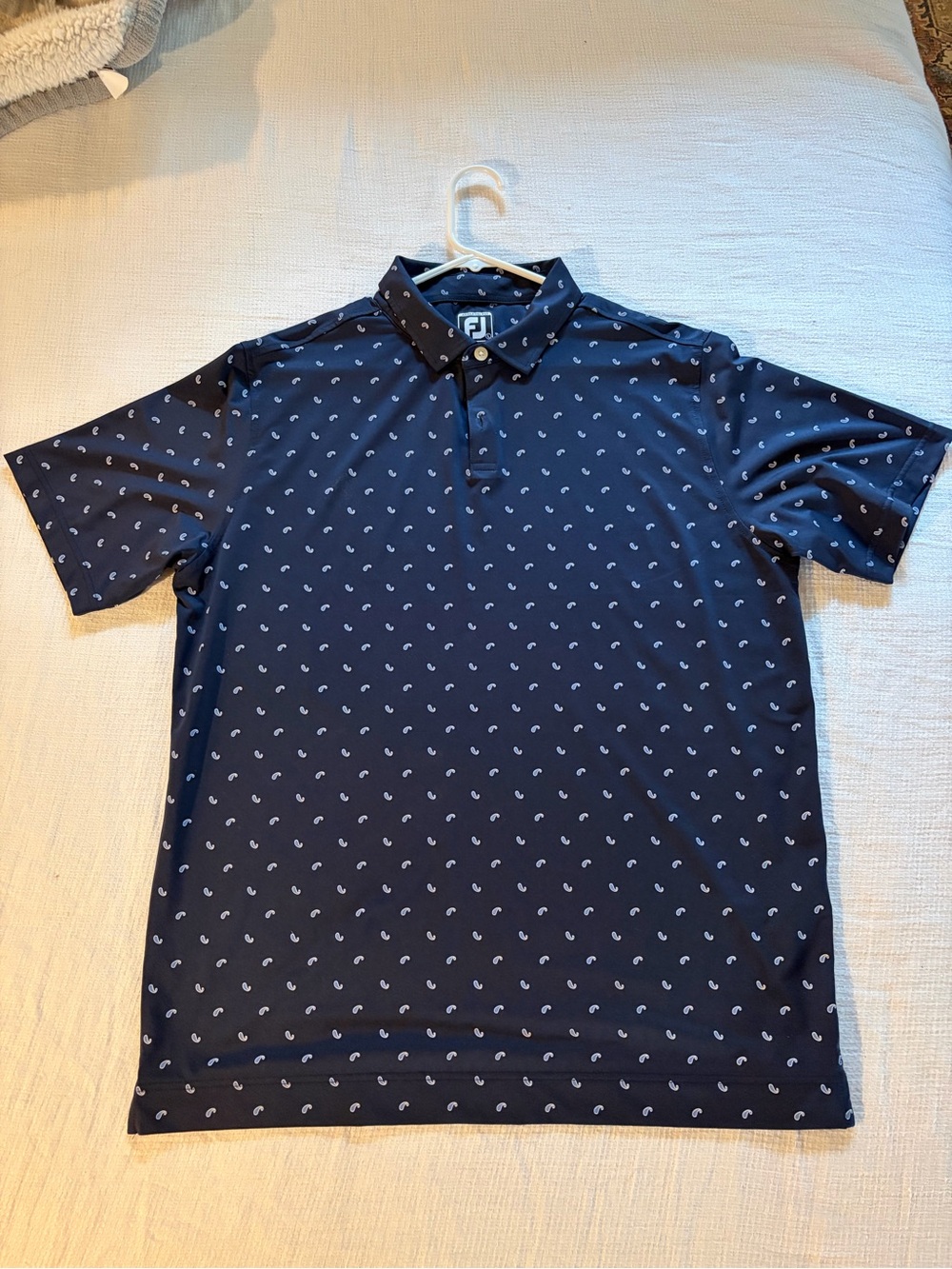 FootJoy Navy Polo with Paisley, size Men’s Large